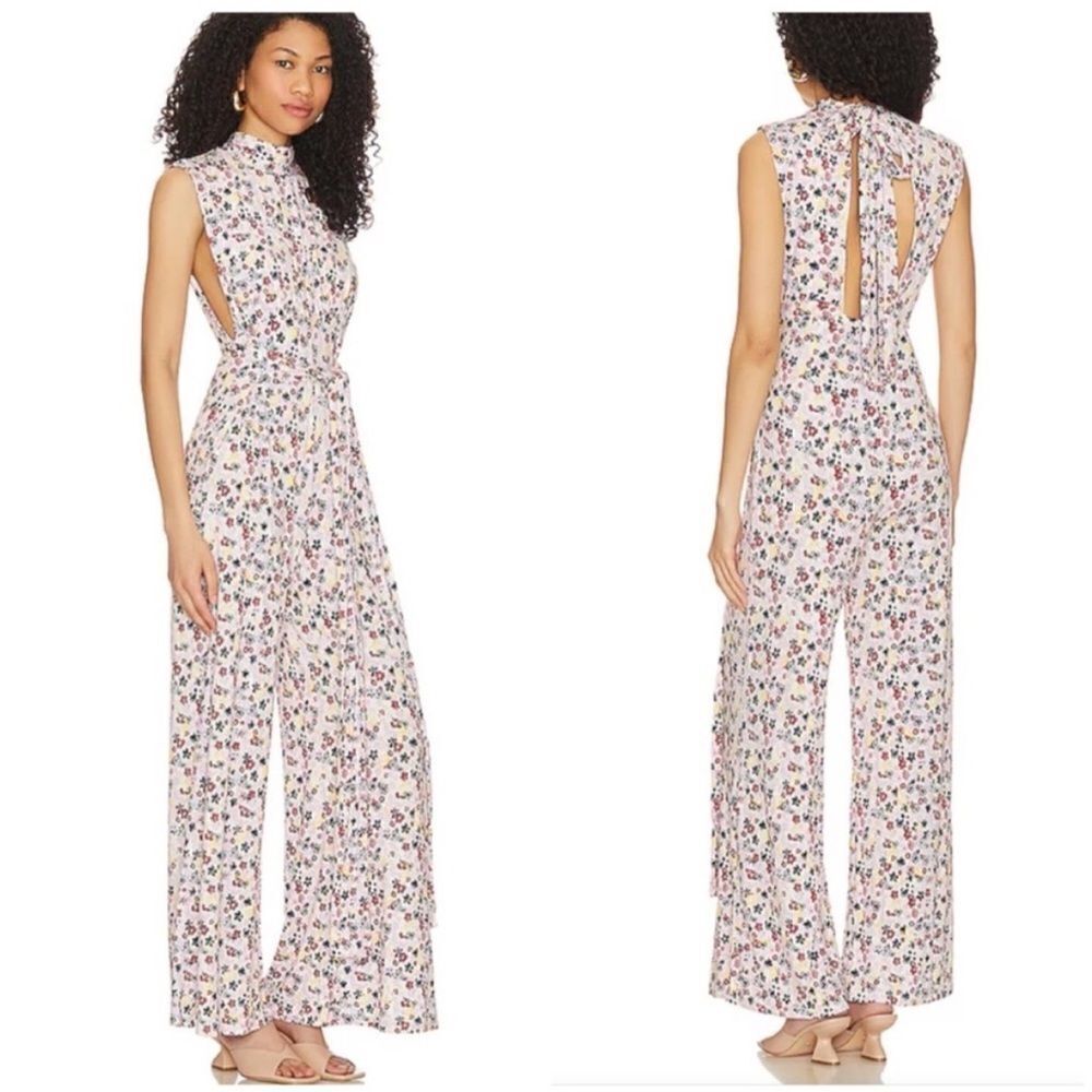Free People NWT Vibe Check Wide Leg Jumpsuit Tea Ditsy Shell Combo Floral Small